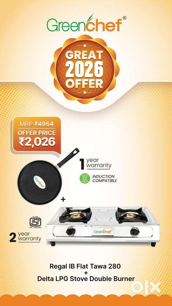 Brand New Greenchef Stainless Steel Stove+IB Tawa MRP-4954