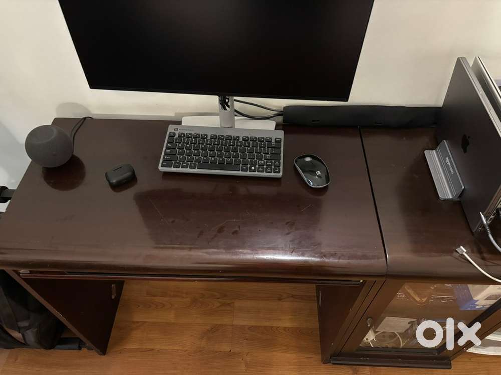 Godrej oak wood table and drawer cabinet
