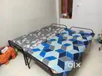 Two Foldable metal bed with extra mattress. धातु बिस्तर