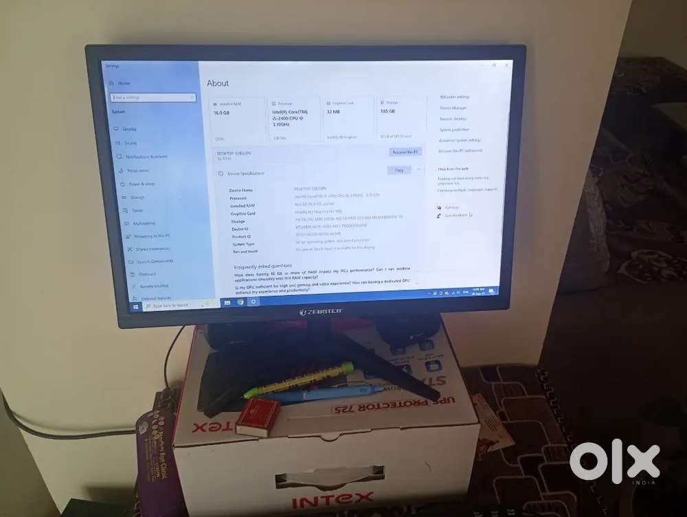 Zebronics computer for sell with ups
