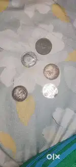 1907 original silver 1 rupee coin x 4