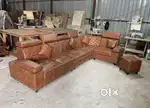 Leather cloth l shape sofa set with golden in STARF FURNITURE