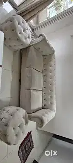 Elegant Chesterfield Sofa Set with Pouffes