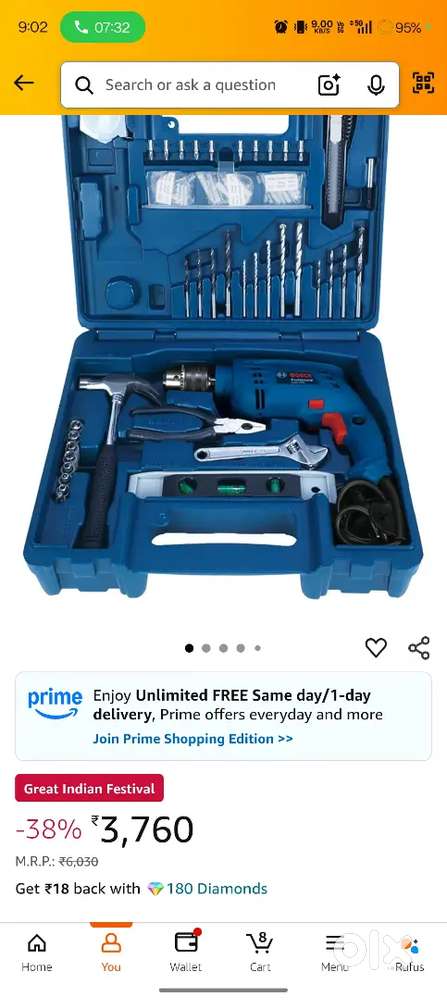 BOSCH GSB 10 RE Corded-Electric Tool Kit  100-piece Tools Box Kit