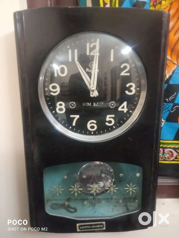 ANTIQUE  BIM_BOM   PENDULUM  WALL   CLOCK  IT IS RUNNING  CONDITION