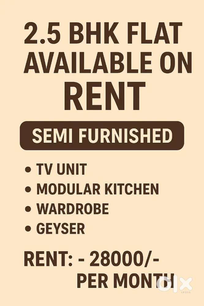 2.5 BHK Flat on rent Dewas Naka