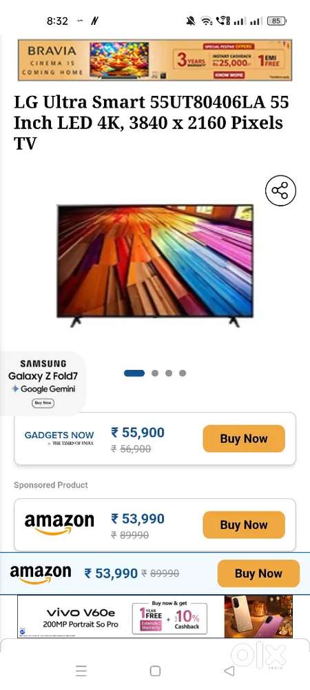 55 inch brand new lg ultra HD led, we have double bed also