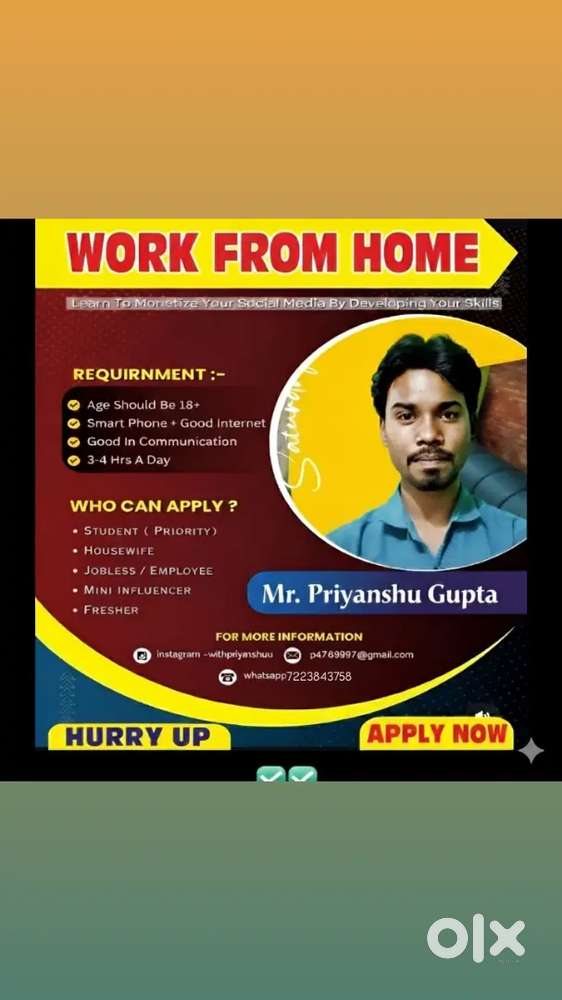 Work from home/ anywhere.    2-3 hours daliy.   With a smartphone