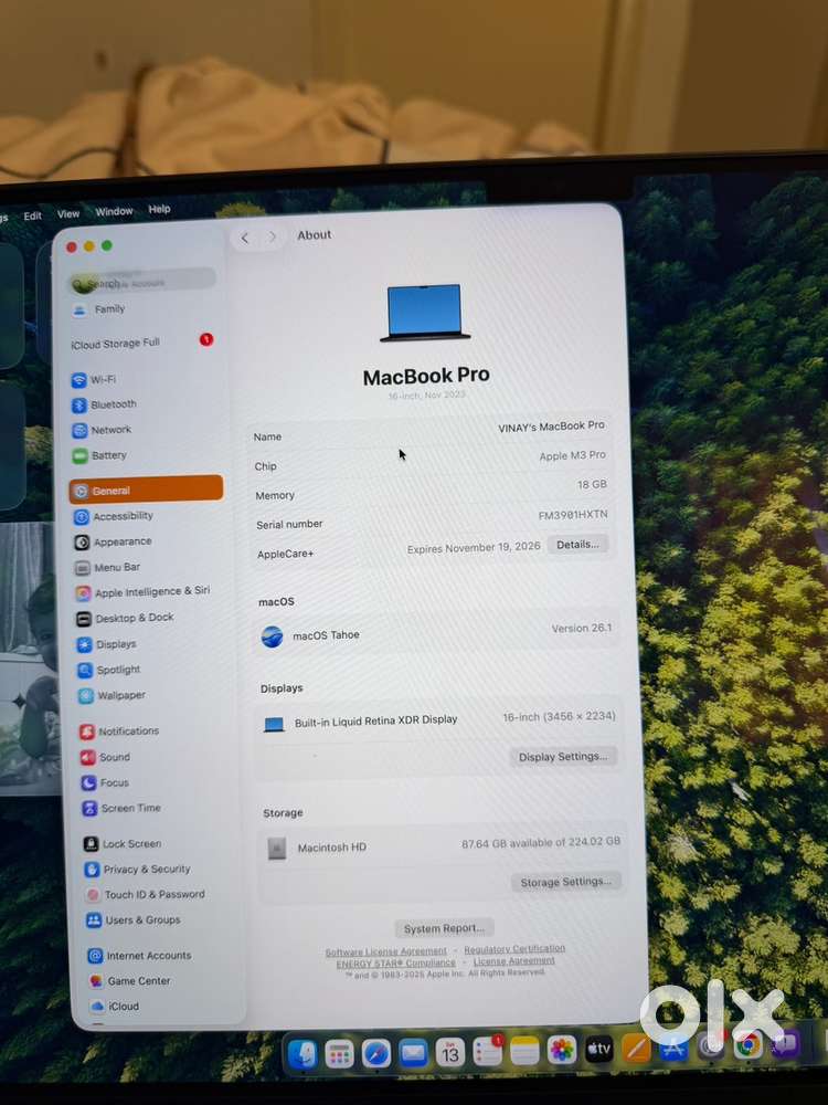 MacBook Pro 16 inch M3 Pro 18GB 512GB  AppleCare+ 2026  Like New
