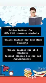 Online tuition classes available for 11,12, bcom,Mcom,llb students