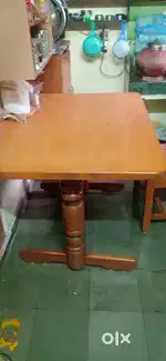 Wooden Dining Table with 4 Chairs and Computer/Study Table