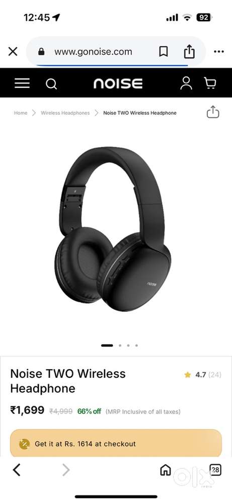 Noise TWO Wireless Headphones – Black  Purchased on 8th Aug 2025