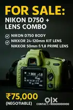 Nikon D750 DSLR with 24-120mm & 50mm Lens Combo – Excellent Condition