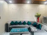 L-Shaped Sofa Set with Cushions + 2 Stools – Great Condition