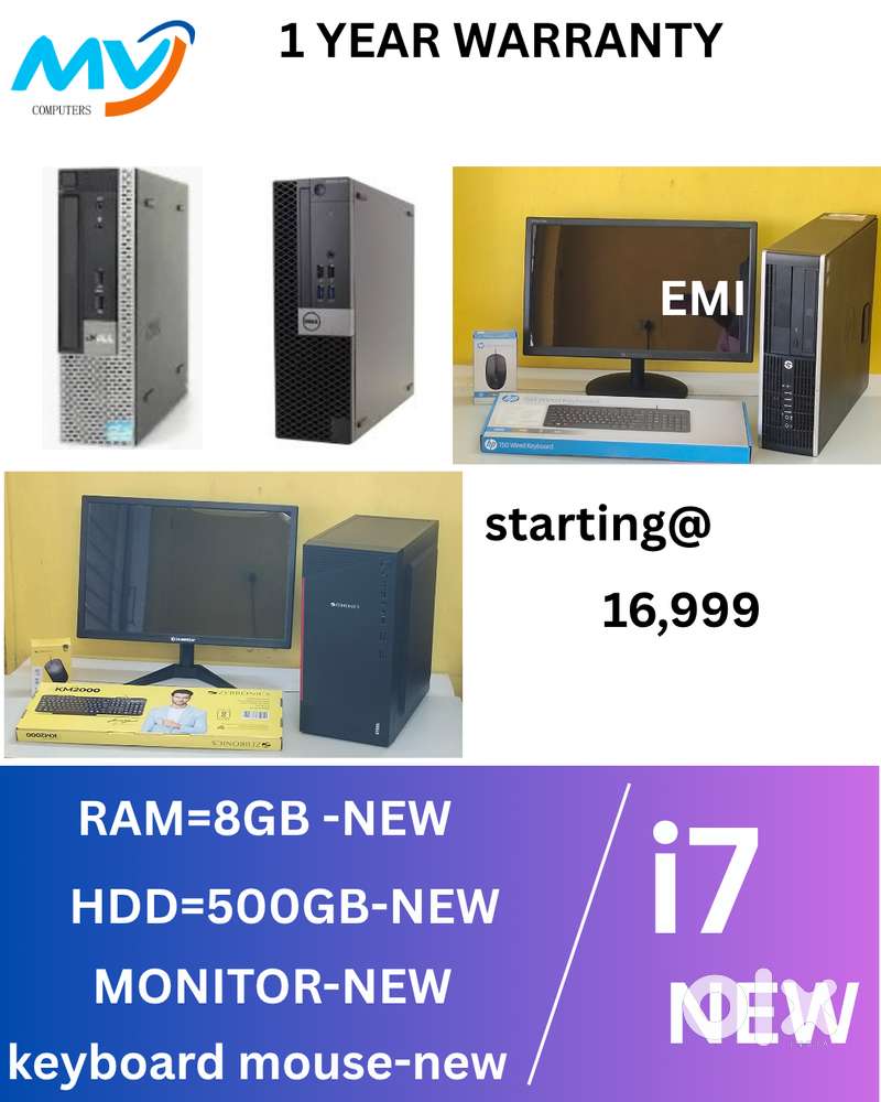 1- Year Warranty  Desktop Laptop CPU Full Set i3-i5-i7 Available @ Low