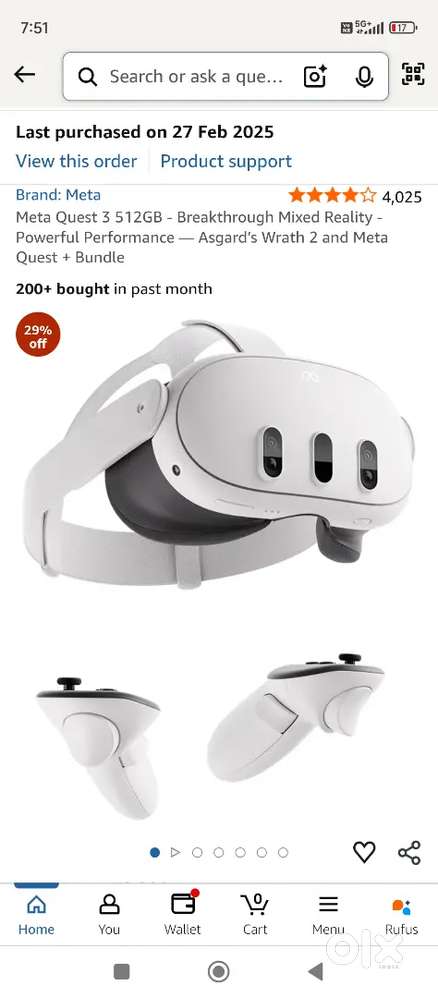 Meta Quest 3 with original box additional headstrap and grips