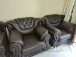 Leather chocolate coloured sofa set from Bantia*