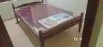 Double cot with matress wooden cot