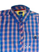 Louis Martin Check Shirt – Blue/Red, Size-M (New Condition)