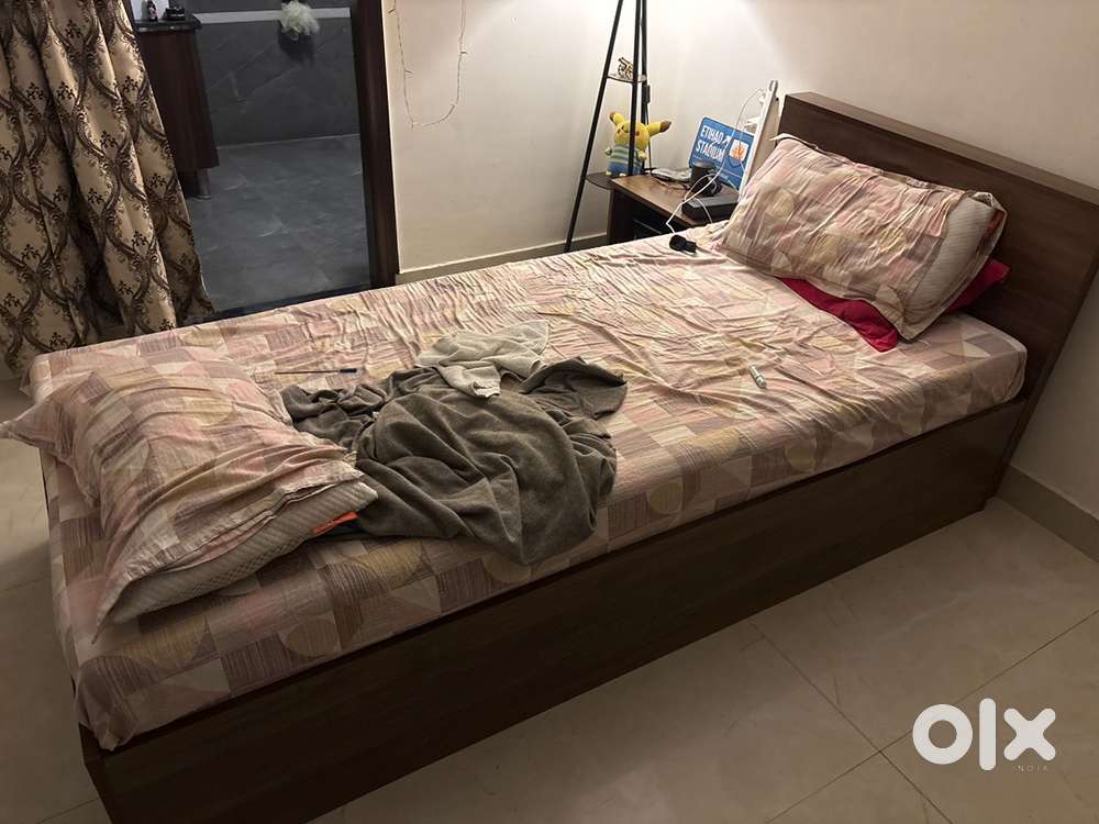 Wakefit taurus single bed with storage and wakefit orthopaedic mattres