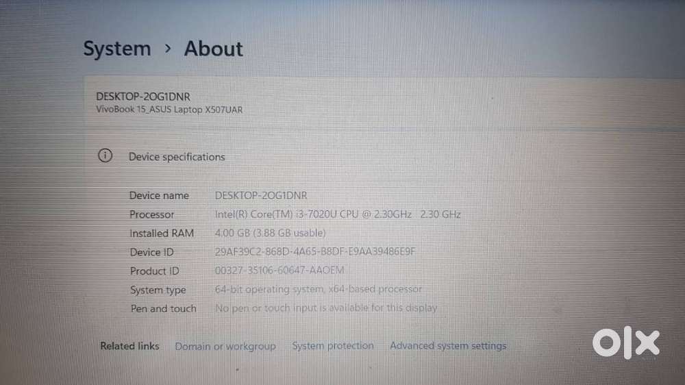 Asus Core i3 7th gen, 4 GB, 256 GB SSD, 15 inch, Win11 Laptop @ 15500