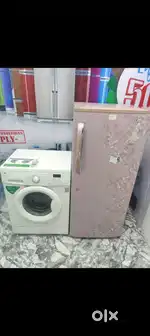 LG single door pink colour refrigerator flower design , LG front load