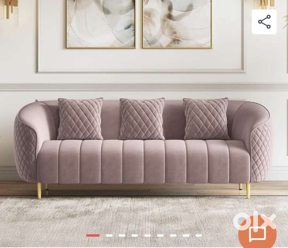 Amora 3 Seater Fabric Sofa in Faded Lilac Pink Velvet