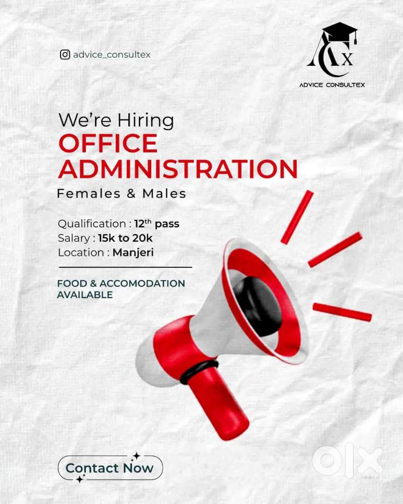 Wanted female and male candidates for office administration