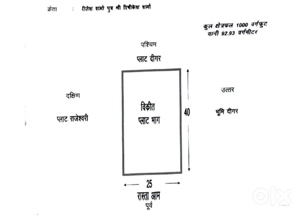 Urgent Sell, East facing 25*40 plot, Behind Ansh College, Ward No. 59