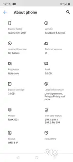 Realme c11 good condition no scratch and damage