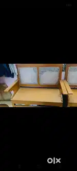 Two single bed - 3:6 and 3: 6:30 one sofa set ( wood - 2+2+2 )