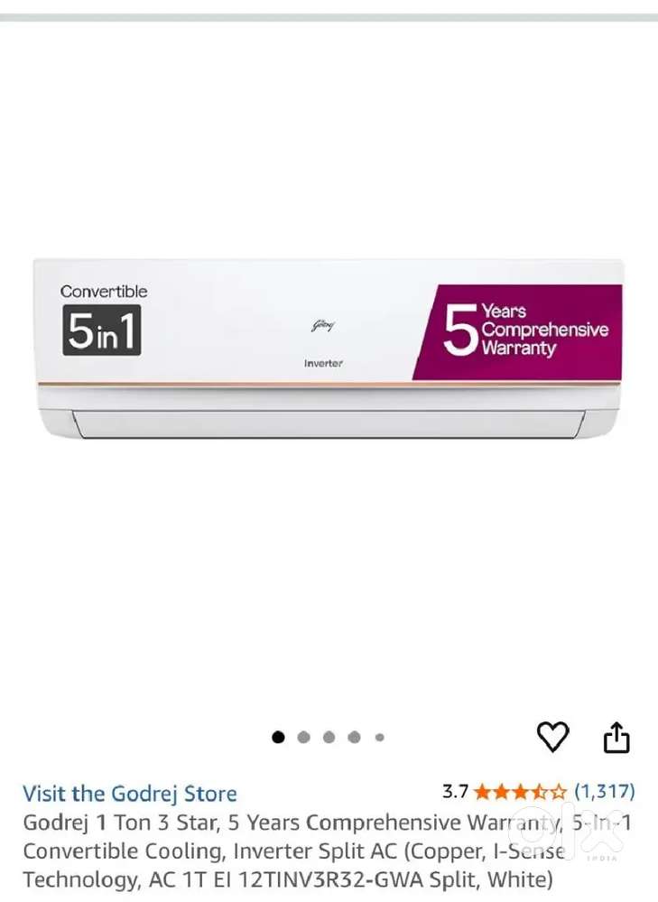 Godrej 1 ton new AC and Pureit RO +UV water purifier