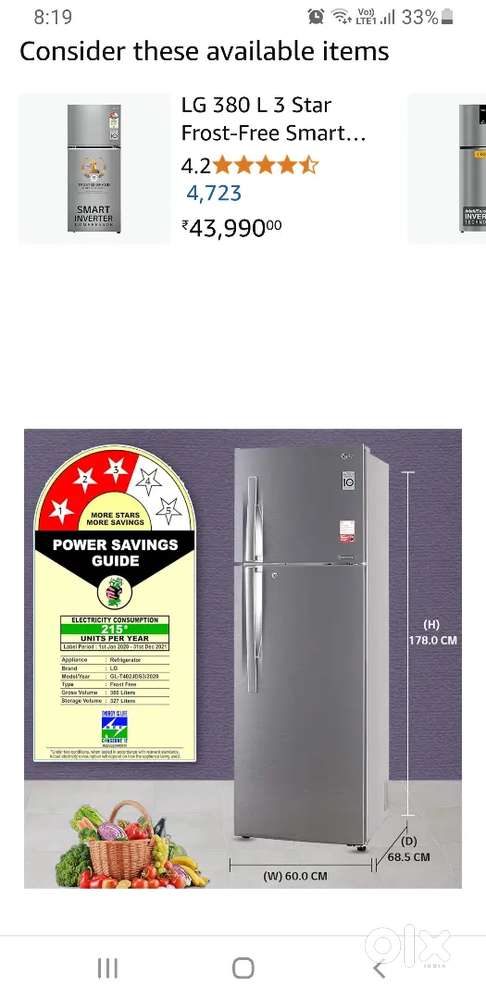 Lg fridge double door