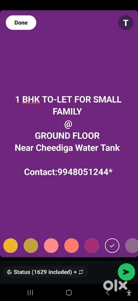 1 BHK at GROUND FLOOR ONLY FOR FAMILY'S & 1BHK @ PENT HOUSE FOR BOTH