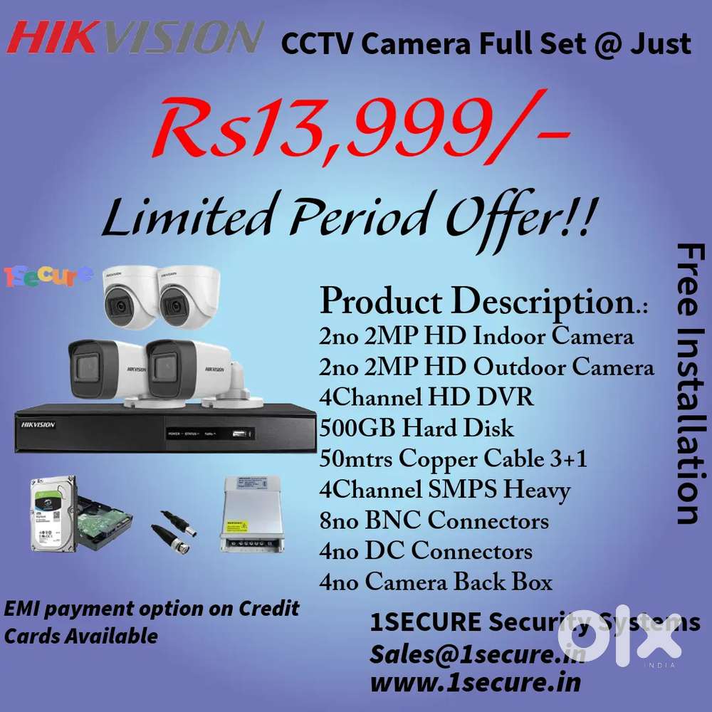 Hikvision Complete Security Kit – ₹13,999/- CCTV Camera full set