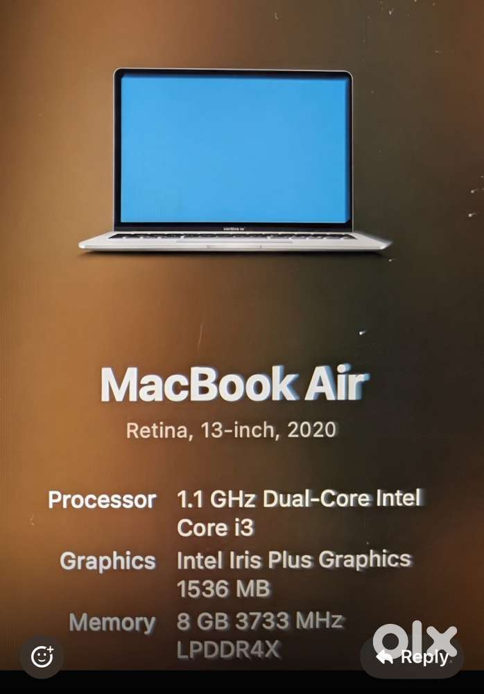 MacBook Air Retina 13 inch 2020 8Gb i3 Intel