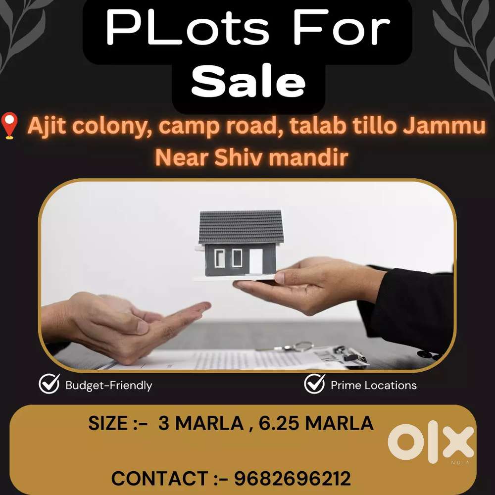 PLOTS FOR SALE  6.25 , 3 marla  corner plot