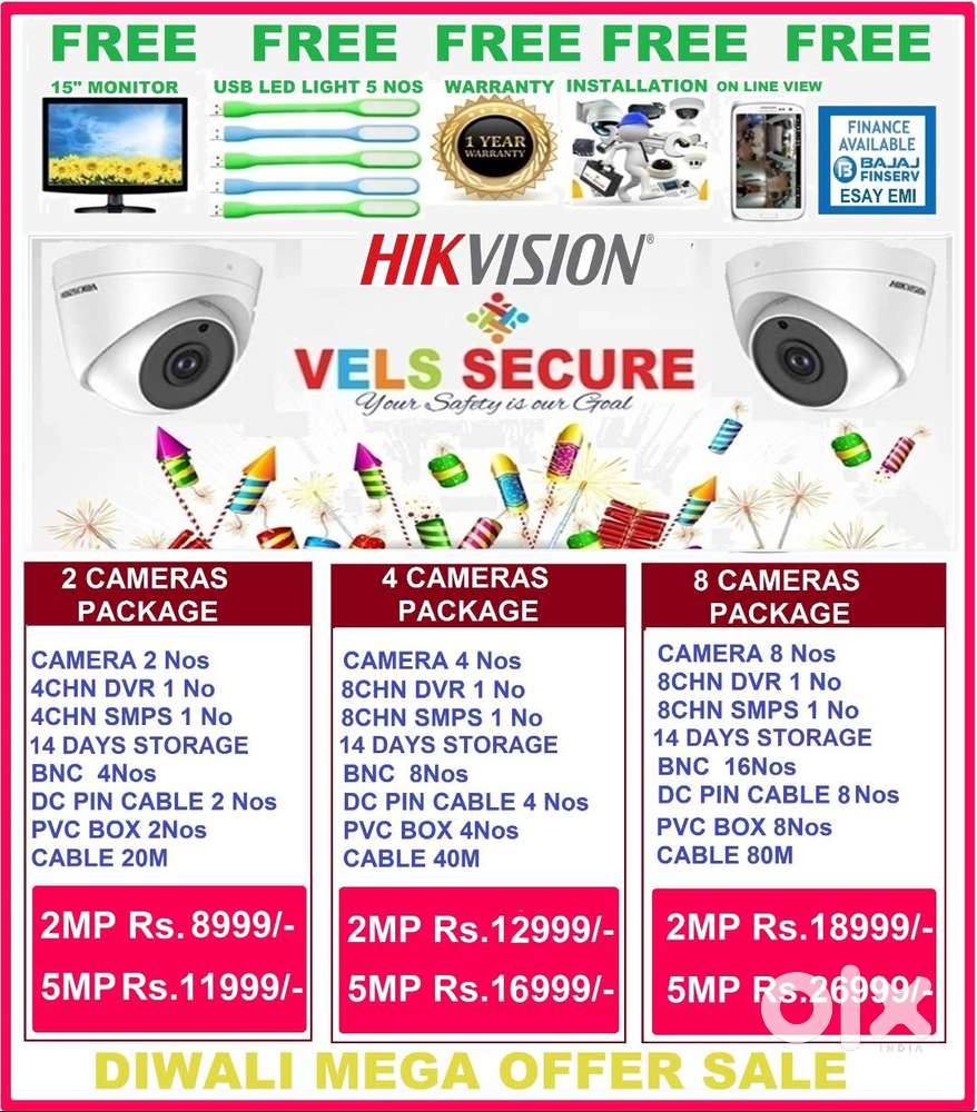 DIWALI MEGA DISCOUNT SALE  OFFER  HIKVISION CCTV CAMERA 2MP   DAY &