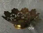 Antique pure brass solid heavy fruit bowl embossed