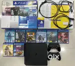 PS4 Slim 1TB | 2 Controllers | 8 Games CDs | Box, Cables, Papers