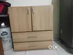 Wardrobe for kids and wooden storage with 2 drawers