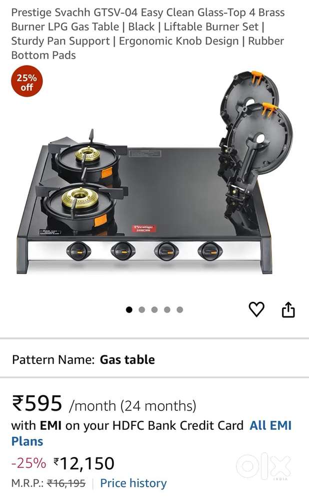 Prestige Svachh GTSV-04 Burner Gas Stove (2 Years Old)