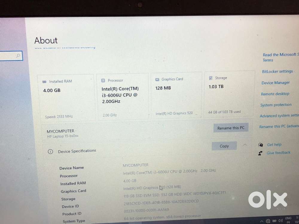 Hp laptop i3 1tb 4gb ram