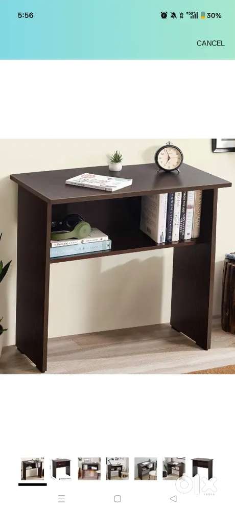 Brown Study Table Dressing Table with Underdesk Storage Shelf
