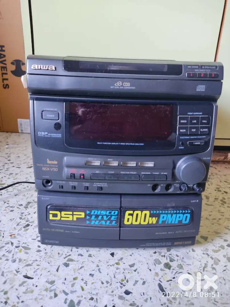 Antique music system, Radio , cassette playe, audio cassette