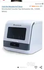 Wonderchef counter top dishwasher  9 L1250watt white