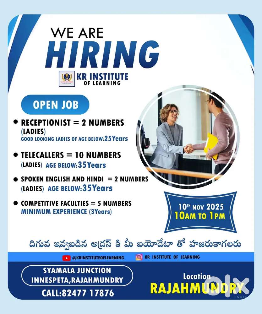 Receptionist, faculties