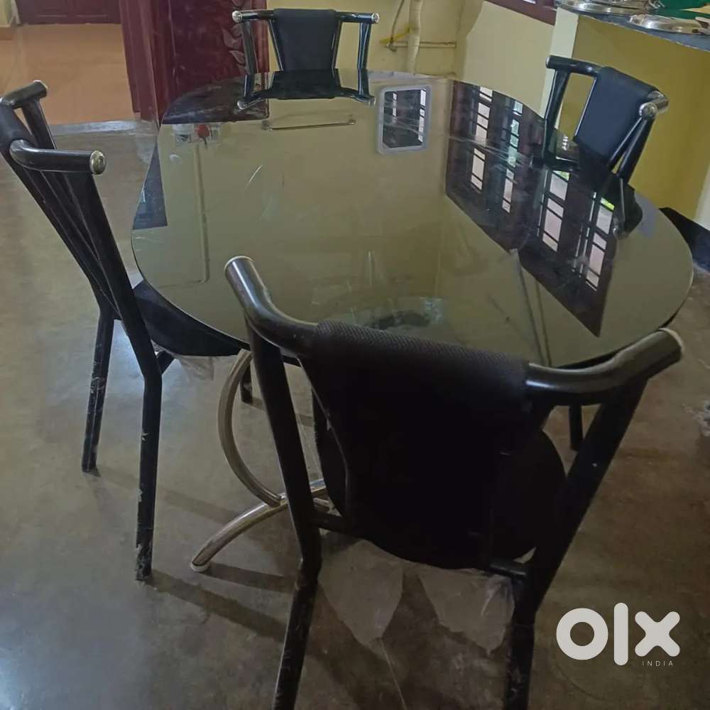 Glass Dining Table with 4 Chairs – Good Condition (CUSAT, Kochi)