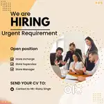 Urgent hiring Requirements helper store keeper supervisor  100% JOB HE