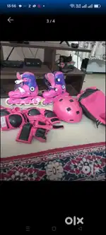 Decathlon oxelo brand skating set with gloves, pad helmet and bag